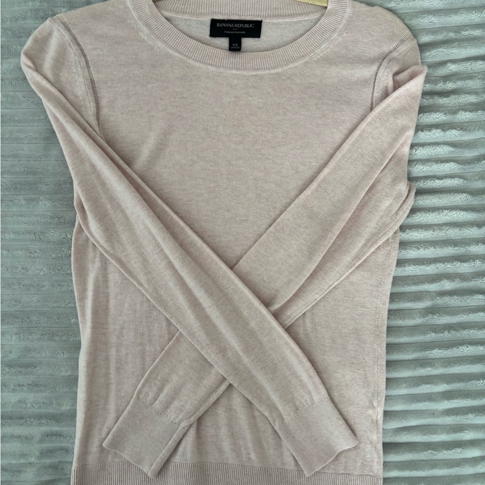 Banana Republic Light Pink Forever Crew Neck Sweater - Picture 7 of 9